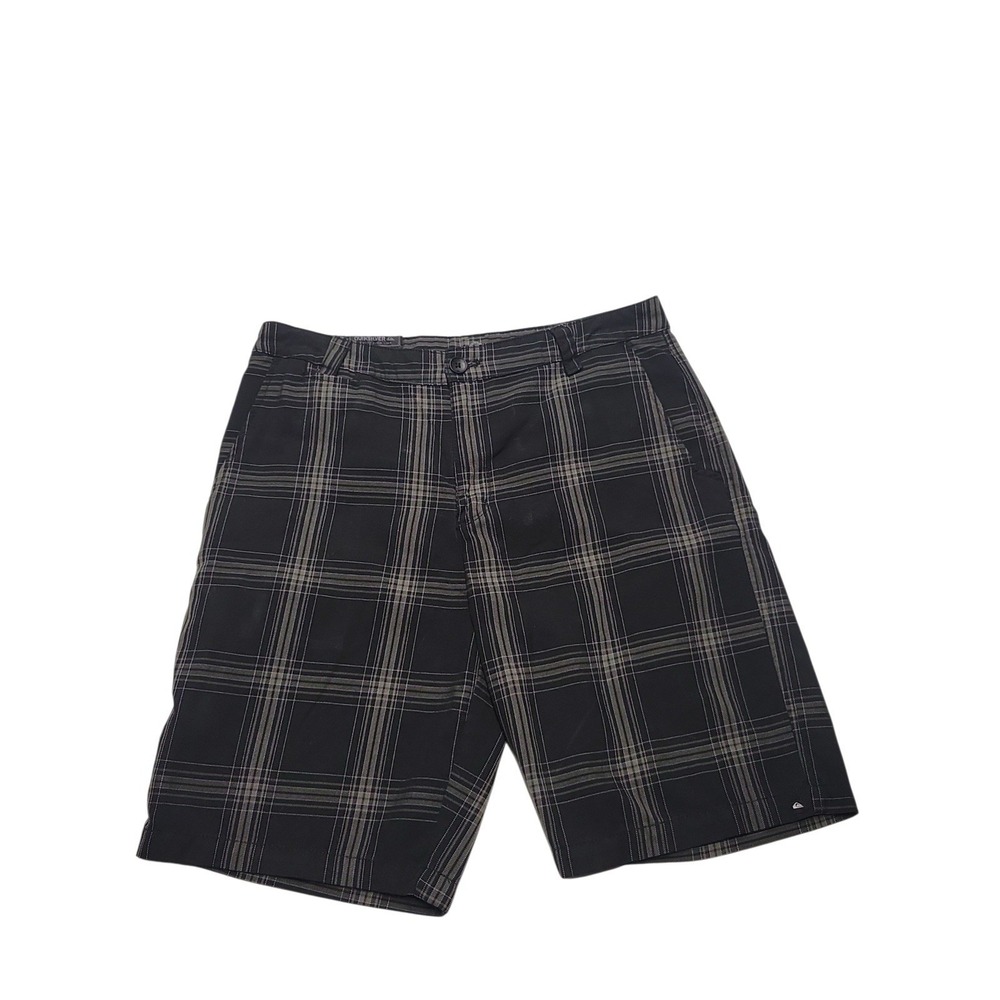 Y2K Quiksilver Shorts Men's 34 Black Chino Plaid Casual‎